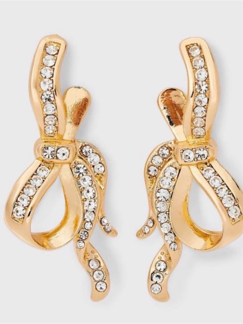BaubleBar Gold Bow Crystal Drop Earrings
